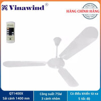 Quạt trần Vinawind QT1400-X có điều khiển từ xa, 3 cánh nhôm, sải cánh 1400mm Điện Cơ Thống Nhất