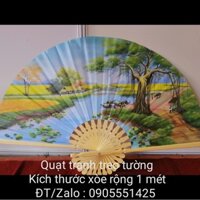 Quạt tranh treo tường vẽ tay xòe rộng  1m . Quà tặng  Tân gia, khai trương, Quà tết.