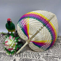 Quạt tre lá đề l Quạt lá cọ decor,Quạt Handmade Tay Quay Quạt Nổi Bật Hình Đào Tre Dệt Mùa Hè Quạt Văn Học Thoáng Mát Pu Nhỏ Tươi Sáng Tạo