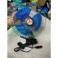 Quạt trên ô tô, quạt cặp, quạt lồng sắt  có chân cắm tẩu 12v 24v( QUẠT LỒNG CÁNH XANH