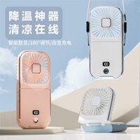 Quạt treo cổ mới với màn hình kỹ thuật số, sạc USB, giá đỡ điện thoại, quạt cầm tay nhỏ có thể gập lại