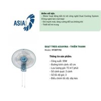 Quạt treo tường 2 dây Asia Vina 55W VY357190-Màu Xanh thiên thanh