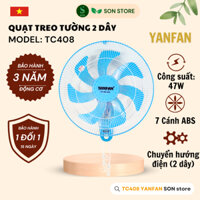 Quạt Treo Tường 2 Dây YANFAN TC408, Motor Dây Đồng 100%, 7 Cánh Theo Màu Quạt, 47W Chuyển Hướng Điện