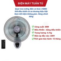 Quạt treo tường điện cơ Asia L16006-XV0 điều khiển từ xa thương hiệu Việt Nam tiết kiệm không gian. Hàng chính hãng