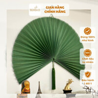 Quạt treo tường trang trí Bemiao chất liệu mành tre xanh rêu, Quạt trang trí nhà cửa, phòng ngủ