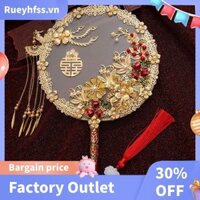 Quạt Tròn Cổ Điển Trung Quốc, Quạt Hợp Kim Hình Phượng Hoàng, Quạt Cầm Tay Hoa Vàng Có Tua Rua, Quạt Nhóm Cô Dâu Cưới Dễ Dàng Lắp Đặt Dễ Dàng Sử Dụng