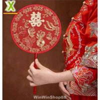 Quạt tròn cổ trang cô dâu cầm tay phong cách Trung Hoa, đạo cụ chụp hình cổ trang