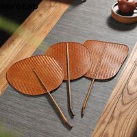 Quạt tròn HOMESOGOOD, Quạt dệt tre cổ điển thủ công, Đồ thủ công Di động Cổ điển Vintage Tay quay quạt Mẹ