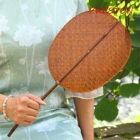 Quạt Tròn PRESTON, Quạt Dệt Tre Vintage, Phong Cách Trung Hoa Di Động Sáng Tạo Cổ Điển Tay Quay Quạt Chụp Ảnh Chống Đỡ