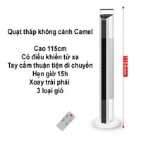 Quạt trụ đứng không cánh CAMEL 45w 115cm CÓ TAY XÁCH và ĐIỀU KHIỂN TỪ XA, Quạt không cánh, quạt tháp không cánh