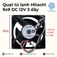 Quạt tủ lạnh Hitachi 9x9 DC 12V 0.09A 3 dây xanh, trắng, cam - Quạt tủ lạnh Hitachi 3 cánh 3 dây