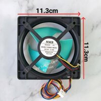 Quạt tủ lạnh TOSHIBA 14V 4 DÂY CÁNH XANH KT 11.3cm x 11.3cm MODEL 11338JE - 14- BU  NMB