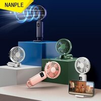 Quạt USB có thể sạc lại NANPLE Mini cầm tay chạy bằng pin Màn hình kỹ thuật số có thể điều chỉnh 90 độ