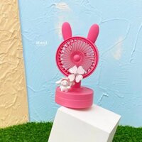 Quạt USB để bàn sạc tích điện Cute dog pink bow có tai