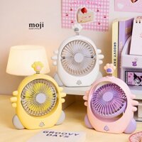 Quạt USB để bàn sạc tích điện Chân mèo lò xo chuông nhỏ phối màu