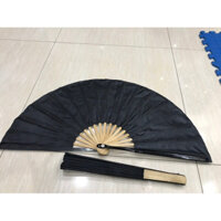 quạt vải lụa màu đen 35 cm