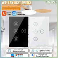 Quạt Wifi Thông Minh Công Tắc Đèn Quạt Trần Bảng Điều Khiển Đèn Tuya Giọng Nói Đa Tốc Độ Điều Khiển Từ Xa Alexa Dây Trung Tính Nhà Google 400W/2000W CUD01