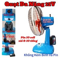 Quạt Xài Pin Máy Khoan Makita từ 12V đến 35V. Chân Pin Phổ Thông. Có Đồng Hồ Báo Volt.[KHÔNG KÈM THEO PIN HAY BÌNH]