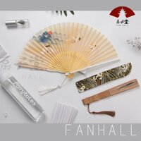 Quạt Xếp Cầm Tay Họa Tiết Chim Hạc Phong Cách Trung Hoa Cổ Điển