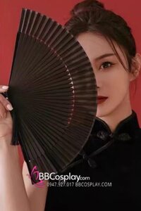 Quạt Xếp Đen Trơn