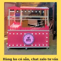 Quầy Bán Trà Sữa Màu Hồng Có Đèn Trên Dưới