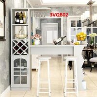 Quầy bar mini, quầy bar kiêm vách ngăn phòng khách nhà bếp 3VQB02  Không kèm ghế  - Trắng