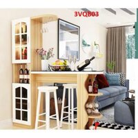 Quầy bar mini, quầy bar kiêm vách ngăn phòng khách nhà bếp 3VQB03  Không kèm ghế  - Vàng trắng