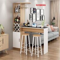 Quầy bar mini, quầy bar kiêm vách ngăn phòng khách nhà bếp 3VQB04A  Không kèm ghế  - Vàng trắng