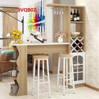 Quầy bar mini, quầy bar kiêm vách ngăn phòng khách nhà bếp 3VQB02  Không kèm ghế  - Vàng trắng