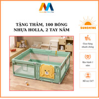 Quây Bóng Cho Bé MOMMYKIDS MINH CHAU Khung Inox, CỬA NHỰA CAO CẤP MẪU 2023  100 Bóng + 2 Vòng Đồ Chơi + 1 THẢM