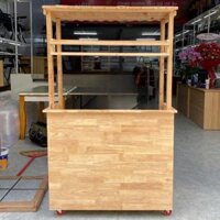 Quầy cafe gỗ tự nhiên, xe trà sữa di động 1m05x1m7 hiện đại