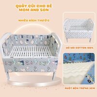 Quây Cũi Cho Bé - 4 Tấm Cho Nôi Cũi Trẻ Em Chất Liệu Đệm Trứng Và Cotton An Toàn Cho Bé-Quây Cũi MOM AND SON