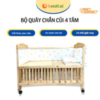 Quây Cũi Cho Bé Goldcat 4 Tấm Có Dây Buộc Chất Liệu Vải Cotton, Muslin  Mềm Mịn, Lõi Bông 2cm An Toàn Cho Bé