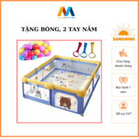 Quây Cũi cho bé MOMMYKID MINH CHAU tặng kèm 30 BÓNG NHỰA HOLA VÀ 2 tay vịn cho bé tập đi