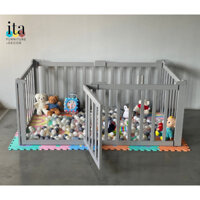 Quây cũi gỗ - hàng rào gỗ bảo vệ cho trẻ mới biết đi, khung nhỏ:164cmx104cmx 65cm và khung lớn: 204cmx124cm x 65cm.