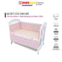 Quây cũi KIDSSUN cho bé, gồm 4 tấm ruột chất liệu bông tấm và vỏ Cotton 100% mềm mịn (KHÔNG BAO GỒM CŨI)