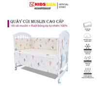 Quây cũi KIDSSUN cho bé gồm ruột bông mềm và vỏ chất liệu vải Muslin cao cấp, mềm mịn thoáng mát (KHÔNG BAO GỒM CŨI)