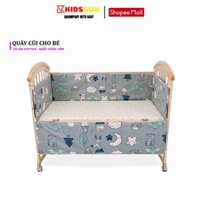 Quây cũi KIDSSUN cho nôi cũi trẻ em gồm 4 tấm ruột chất liệu bông tấm và vải Cotton 100% mềm mại (KHÔNG BAO GỒM CŨI)