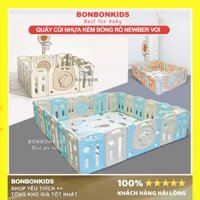 Quây cũi nhựa gấp gọn Newber Voi mẫu mới 2024 TẶNG BÓNG RỔ, BÓNG THẢM, Quây cũi cho bé nhựa an toàn