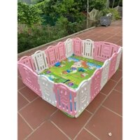 Quây nhựa 1m5x1m9, Quây cũi nhựa nguyên sinh tặng kèm thảm và bóng cho bé