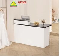 QUẦY TIẾP TÂN, QUẦY TÍNH TIỀN, QUẦY THU NGÂN QTT301 - NỘI THẤT LẮP RÁP VIỄN ĐÔNG ADV - Trắng Đen
