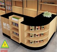 Quầy tính tiền, Bàn thu ngân cho cửa hàng tiện lợi, siêu thị mini QTT433 - NỘI THẤT LẮP RÁP VIENDONGADV