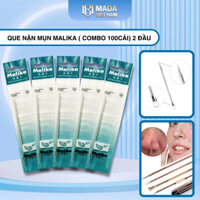 Que nặn mụn Malika ( combo 100cái), Cây lấy mụn 2 đầu nhọn và tròn chất liệu thép không gỉ hàng chính hãng - MADAVIETNAM