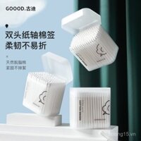 Que tăm bông hai đầu Gudi, đầu nhỏ, làm sạch tai tốt, que tăm bông gia dụng, que gỗ, que tăm bông nhọn