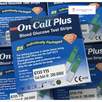 Que (test) thử đường huyết On Call Plus (hộp 25 que)
