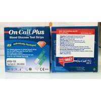 Que thử đường huyết On call Plus hộp 25 test, que thử tiểu đường cho máy On call EZ II
