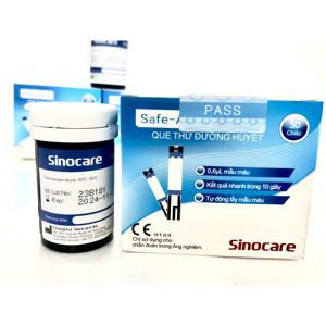 Que thử đường huyết Safe-Accu Sinocare hộp 50 que