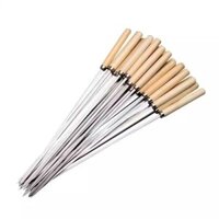 Que xiên tròn bằng thép không gỉ cấp thực phẩm, que xiên phẳng cho cắm trại ngoài trời, BBQ, que xiên thịt cừu, que xiên nướng, que xiên thép, que xiên sắt