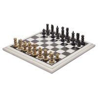 Queenza Chess Set Marble – 12 Inch Natural White & Black Marble Chess Board with Soap Stone Pieces – Handmade Square Chess Set Table for Kids & Adults
