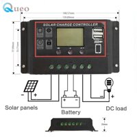 Quẹo Tấm Pin Năng Lượng Mặt Trời Sạc Pin Điều Khiển 12 V-24 V PWM-30A-Dual-USB-Solar-Panel-Batt